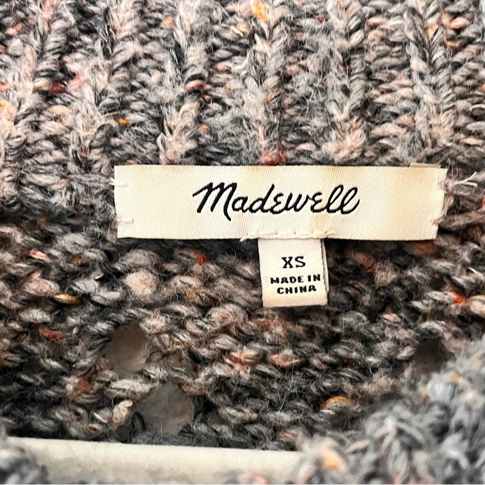 Madewell Gray Marled Flecked Knit Sweater